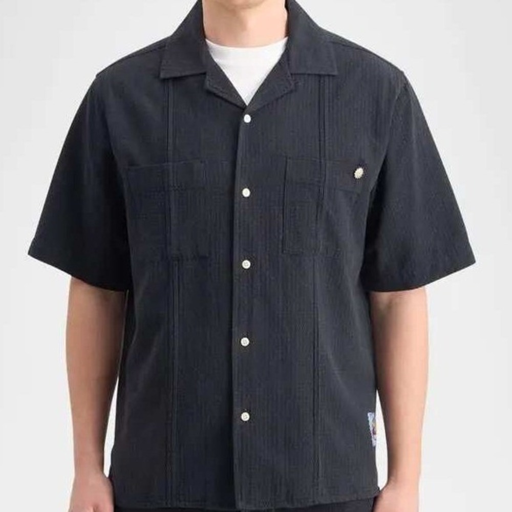 Scotch and Soda Structured Dobby Camp Shirt Textured Linen‎ Blend Mens Medium